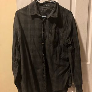 Checkered black button up